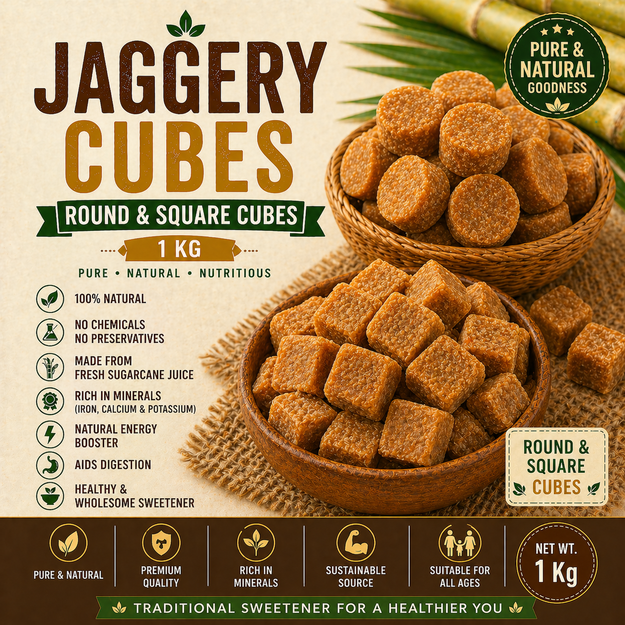 Jaggery Cubes (1 Kg)